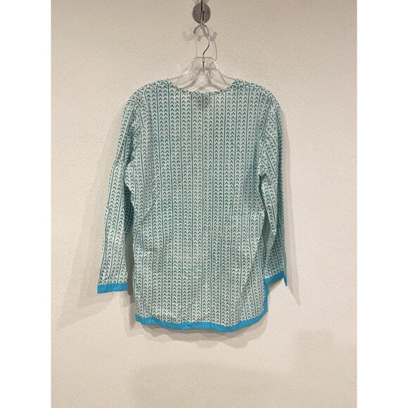 Madison Mathews Shirt Womens Small Blue White Arrow Print Tunic India Boho Top - Picture 3 of 3
